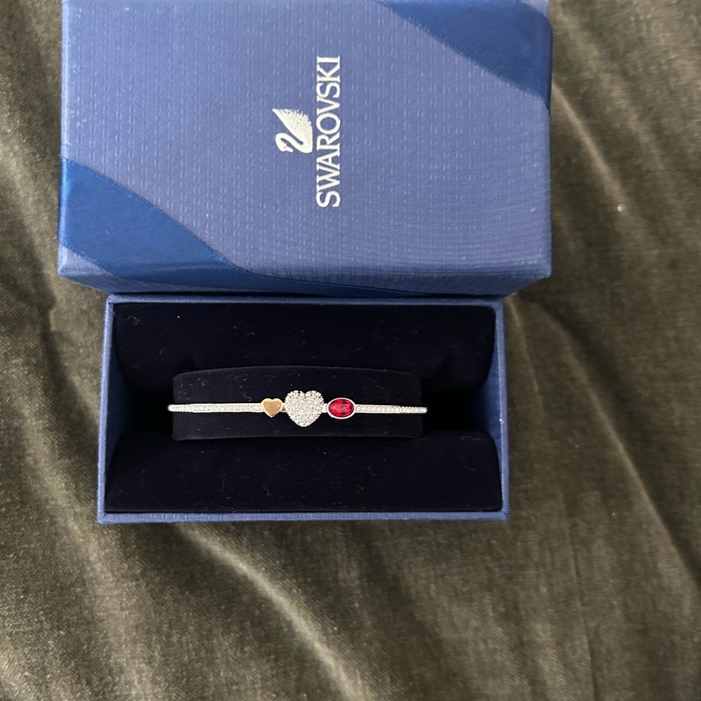 Swarovski Silver Bracelet with Red and Gold Accents